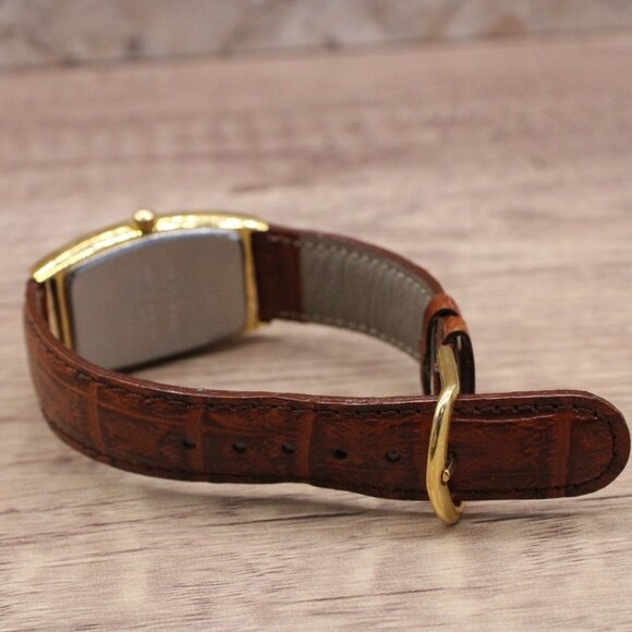 Vintage Paul Sebastian Watch Mens Gold Tone Stainless Steel Classic Leather Band - Picture 7 of 9